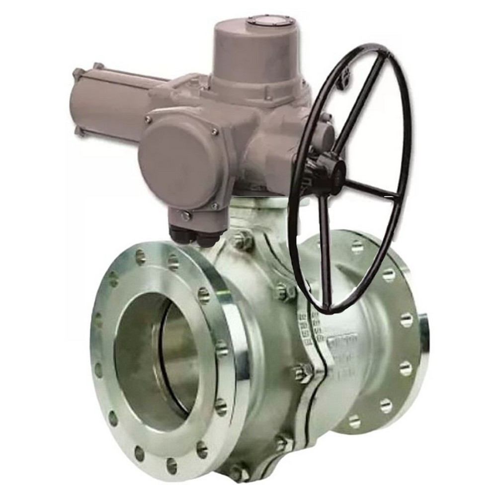 Кран шаровой DN.ru BV3232P(2pc)-FP-F-ISO-R Ду200 Ру16 полнопроходной двухходовой, нержавеющая сталь 316, фланцевый, уплотнение - PTFE, с электроприводом 1-оборотным ГЗ-ОФ-630/30 380В