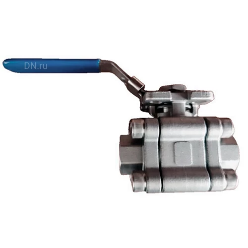 Краны шаровые DN.ru BV3232P(3pc)-FP-SW-ISO-H Ду40-100 Ру63 полнопроходные, под приварку, материал корпуса - нержавеющая сталь SS316, с ISO-фланцем и рукояткой