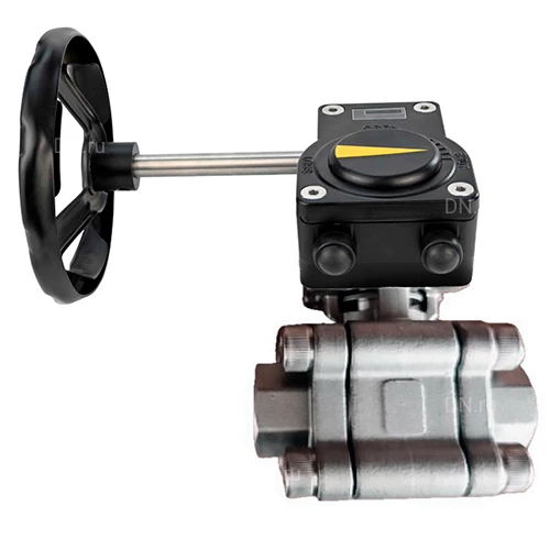 Краны шаровые DN.ru BV3232P(3pc)-FP-SW-ISO-H Ду40-100 Ру63 полнопроходные, корпус - нержавеющая сталь SS316, под приварку, с редукторами HAM