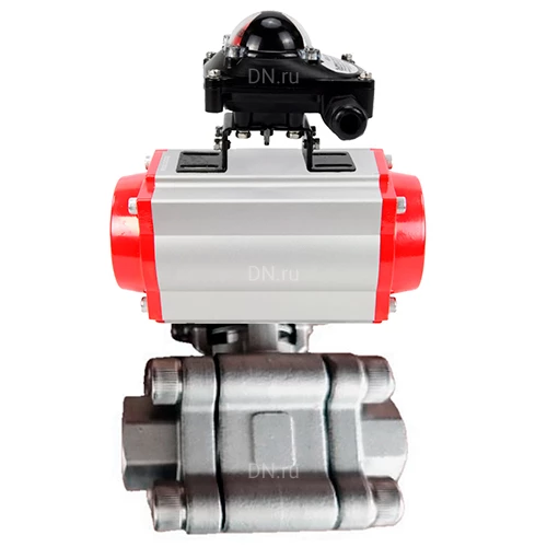 Краны шаровые DN.ru BV3232P(3pc)-FP-SW-ISO-H Ду40-100 Ру63 полнопроходные, корпус - нержавеющая сталь SS316, под приварку, с пневмоприводами PA-DA-XXX, БКВ APL-210N