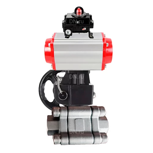 Краны шаровые DN.ru BV3232P(3pc)-FP-SW-ISO-H Ду40-100 Ру63 полнопроходные, корпус - нержавеющая сталь SS316, под приварку, с пневмоприводами PA-DA-XXX, БКВ APL-410N EX, ручными дублерами MON