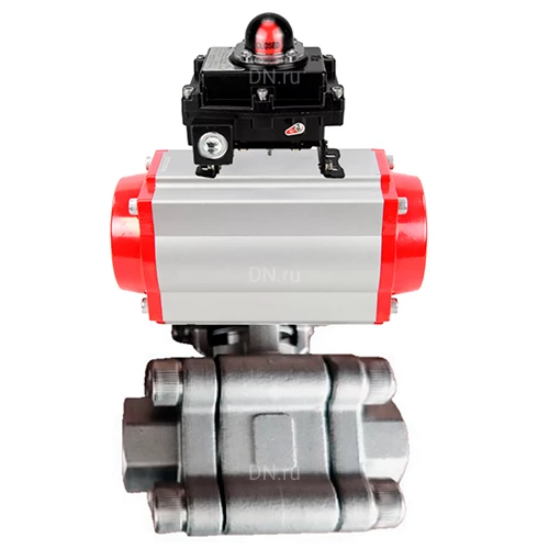 Краны шаровые DN.ru BV3232P(3pc)-FP-SW-ISO-H Ду40-100 Ру63 полнопроходные, корпус - нержавеющая сталь SS316, под приварку, с пневмоприводами PA-DA-XXX, БКВ APL-410N EX