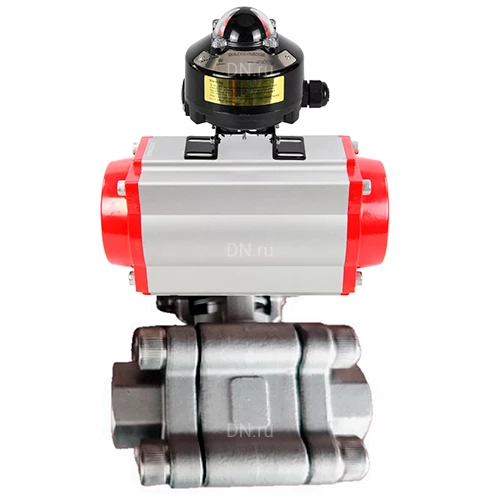 Краны шаровые DN.ru BV3232P(3pc)-FP-SW-ISO-H Ду40-100 Ру63 полнопроходные, корпус - нержавеющая сталь SS316, под приварку, с пневмоприводами PA-DA-XXX, БКВ APL-510N EX
