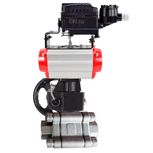 Краны шаровые DN.ru BV3232P(3pc)-FP-SW-ISO-H Ду40-100 Ру63 полнопроходные, корпус - нержавеющая сталь SS316, под приварку, с пневмоприводами PA-DA-XXX, ручными дублерами MON, электропневматическим поворотным позиционером YT-1000RSN без обратной связи