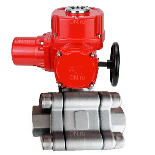 Краны шаровые DN.ru BV3232P(3pc)-FP-SW-ISO-H Ду40-100 Ру63 полнопроходные, корпус - нержавеющая сталь SS316, под приварку, с 1/4-оборотными взрывозащищенными электроприводами QT-EX-xM-O2-220VAC-У1 с моментнойм муфтой и штурвалом
