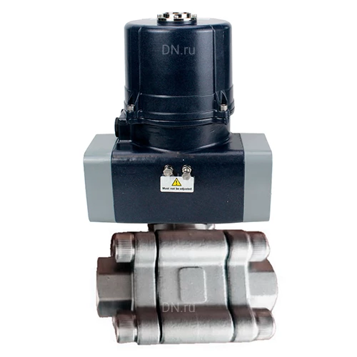 Краны шаровые DN.ru BV3232P(3pc)-FP-SW-ISO-H Ду40-100 Ру63 полнопроходные, корпус - нержавеющая сталь SS316, под приварку, с 1/4-оборотными электроприводами QTSA-N-xEM-O0-220VAC с пружинным возвратом