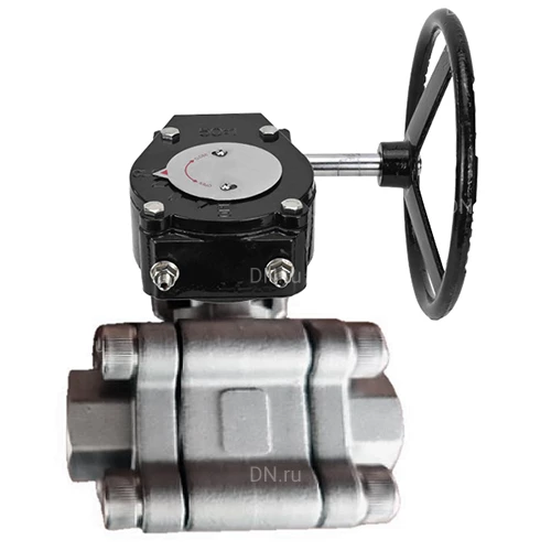 Краны шаровые DN.ru BV3232P(3pc)-FP-SW-ISO-H Ду40-100 Ру63 полнопроходные, корпус - нержавеющая сталь SS316, под приварку, с редукторами RDN