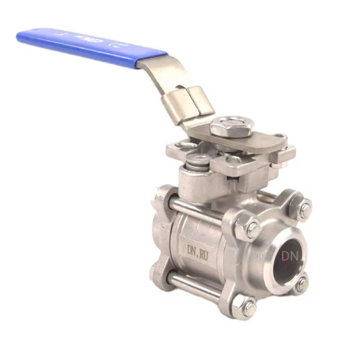 Краны шаровые DN.ru BV3232P(3pc)-FP-W-ISO-H Ду15-32 Ру63 полнопроходные, трехсоставные, корпус - нержавеющая сталь 316, уплотнение - PTFE, под приварку, с рукояткой, с ISO-фланецем, WDVF