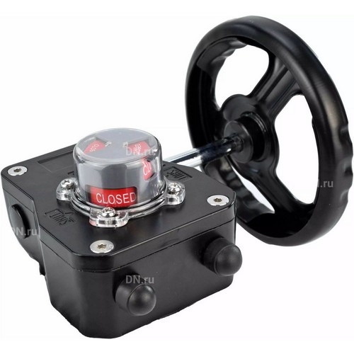Краны шаровые DN.ru BV3232P(2pc)-FP-T-ISO-H Ду10-100 Ру63/40 полнопроходные с редуктором DN.ru HGB RQN-Z с индикатором положения