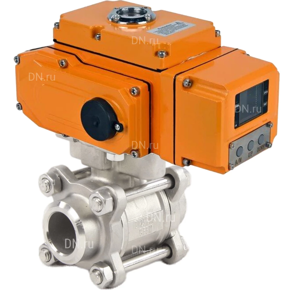 Кран шаровой DN.ru BV3232P(3pc)-FP-W-ISO-H Ду10 Ру63, полнопроходной под приварку, нержавеющая сталь SS316, уплотнение - PTFE, с электроприводом четвертьоборотным DN.ru QT-N-005EM-A1-24VDC-У1 HARK Кран шаровой DN.ru BV3232P(3pc)-FP-W-ISO-H Ду10 Ру63, полнопроходной под приварку, нержавеющая сталь SS316, уплотнение - PTFE, с электроприводом четвертьоборотным DN.ru QT-N-005EM-A1-24VDC-У1 HARK