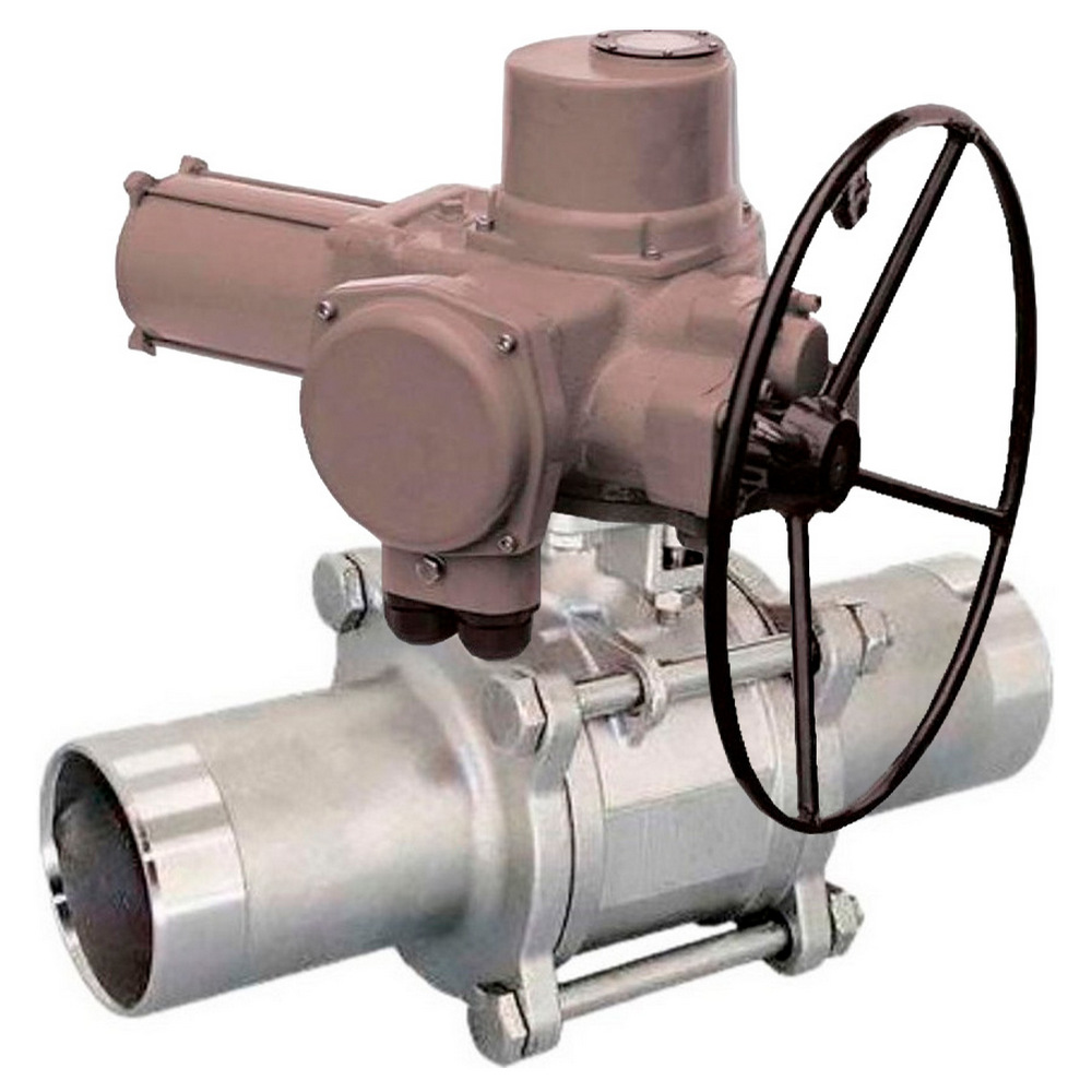 Кран шаровой DN.ru BV3232P(3pc)-FP-W-ISO-H LONG Ду65 Ру25 полнопроходной, корпус - нержавеющая сталь 316, уплотнение - PTFE, под приварку, с 1-оборотным электроприводом ГЗ-ОФ-100/30 380В