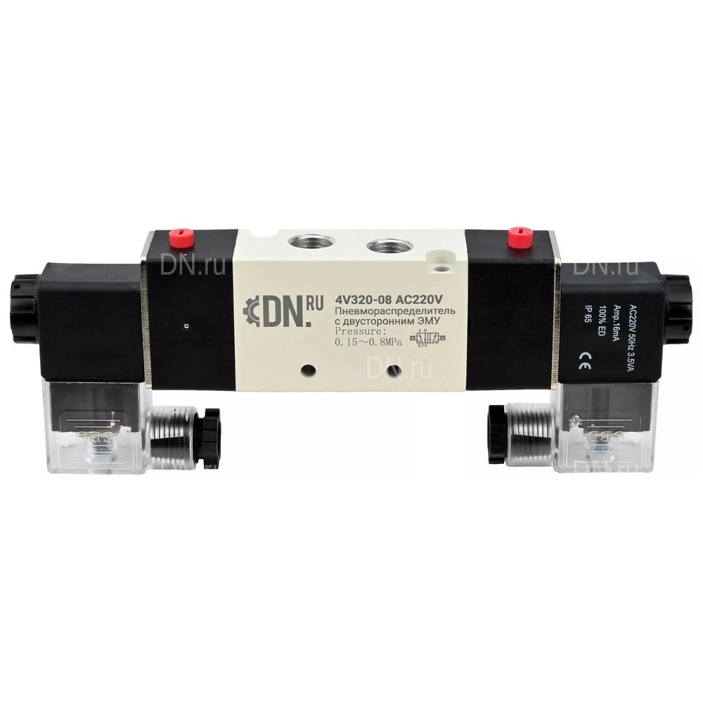 Кран шаровой DN.ru BV3232P(3pc)-FP-W-ISO-H LONG Ду40 Ру40 полнопроходной, корпус - нержавеющая сталь 316, уплотнение - PTFE, под приварку, с пневмоприводом PA-DA-065 и пневмораспределителем 4V320-10 220В