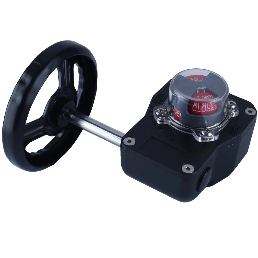 Краны шаровые DN.ru BV3232P(2pc)-FP-3WL-F-ISO-H Ду20-80 Ру16 HYMT, трехходовые L-тип, полнопроходные, фланцевые, корпус - нержавеющая сталь SS316, с редуктором HGB RQNx-xZ с визуальным указателем положения