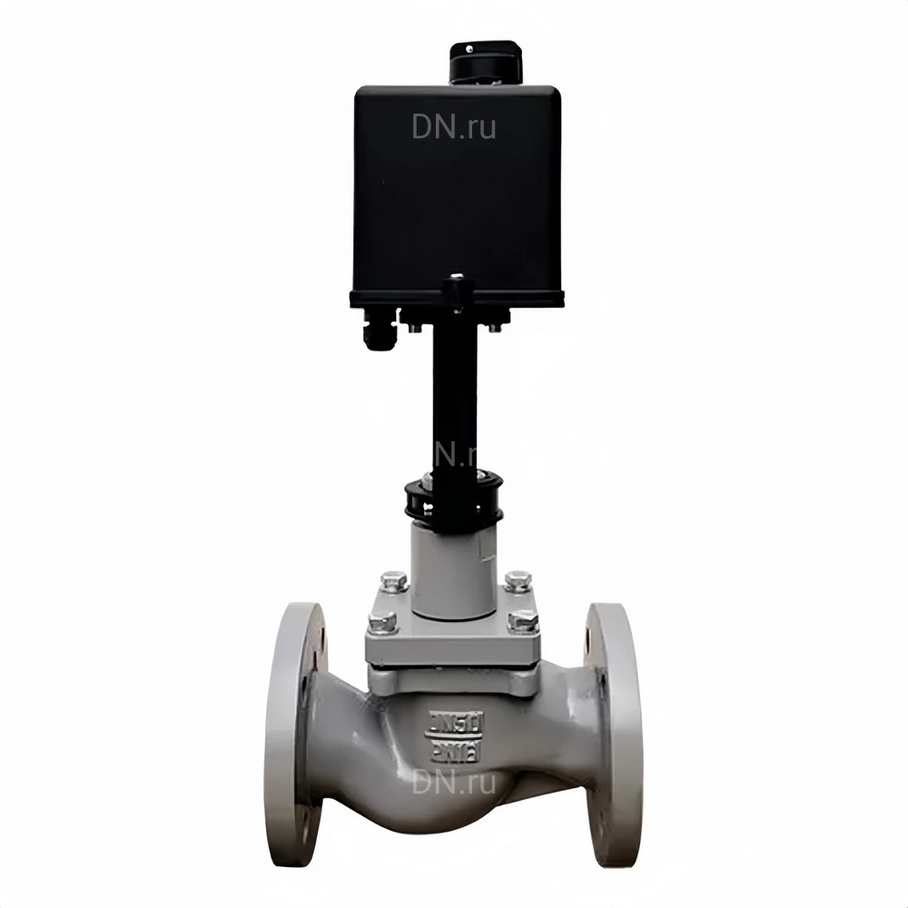 Клапан регулирующий двухходовой DN.ru 25ч945нж VRg1-11M-LED-F Ду65 Ру16 ETM Kv=25 односедельный, корпус – серый чугун GG25, уплотнение – металл, фланцевый с электроприводом LEA-1200 220В, трехпозиционный, без датчика положения, IP54