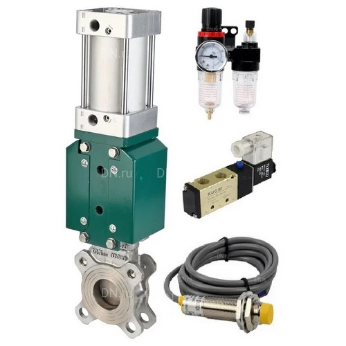 Задвижки шиберные DN.ru GVKR3131E-2W-Fb-2P Ду50-65 Ру16 межфланц, шпиндель - выдвижной, корпус - нерж.сталь 304, шибер - нерж.сталь 304, уплотнение - EPDM,WENZ, пн/привод, пн/распредел 4V210-08 220В KUOIN, индукц.датчики LJ12A3-4-J/EZ 220В и БПВ AFC2000