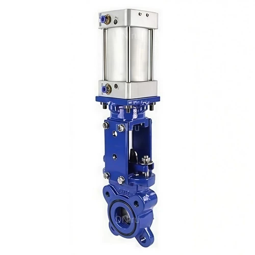 Задвижки шиберные DN.ru GVKR1331E-2W-Fb-2P Ду300 Ру6 двусторонние, межфланцевые, шпиндель - выдвижной, корпус - чугун GGG40, шибер - нержавеющая сталь 304, уплотнение - EPDM, с пневмоприводом, WENZ