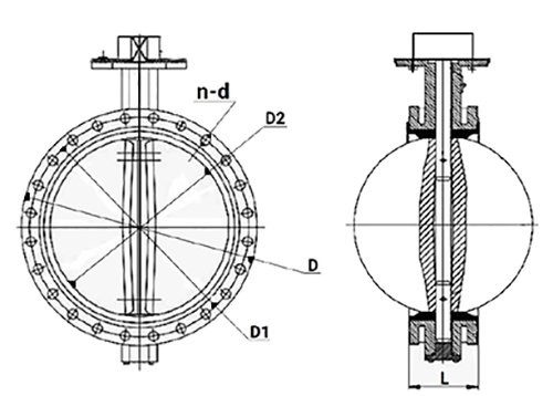 Затворы дисковые поворотные DN.ru WBV1331E-2W-F Ду100-200 Ру16 фланцевые, корпус - чугун GGG40, диск - нержавеющая сталь 304, уплотнение - EPDM, с четвертьоборотным взрывозащищенным электроприводом ГЗ-ОФВ 220В