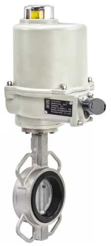 Затвор дисковый поворотный DN.ru 316L-316L-NBR Ду40-300 Ру16, корпус - нержавеющая сталь 316L, диск - нержавеющая сталь 316L, уплотнение - NBR, с взрывозащищенным электроприводом ГЗ ОФВ-24В