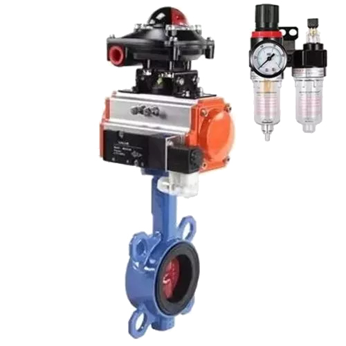 Затворы дисковые поворотные DN.ru WBV1413E-2W-Fb-H Ду40-300 Ру16, корпус - чугун GGG50, диск - чугун GGG40, уплотнение - EPDM, с пневмоприводом PA-DA двойного действия, с пневмораспределителем 4M310-08 24В, с БКВ APL-410N EX, с БПВ AFC2000