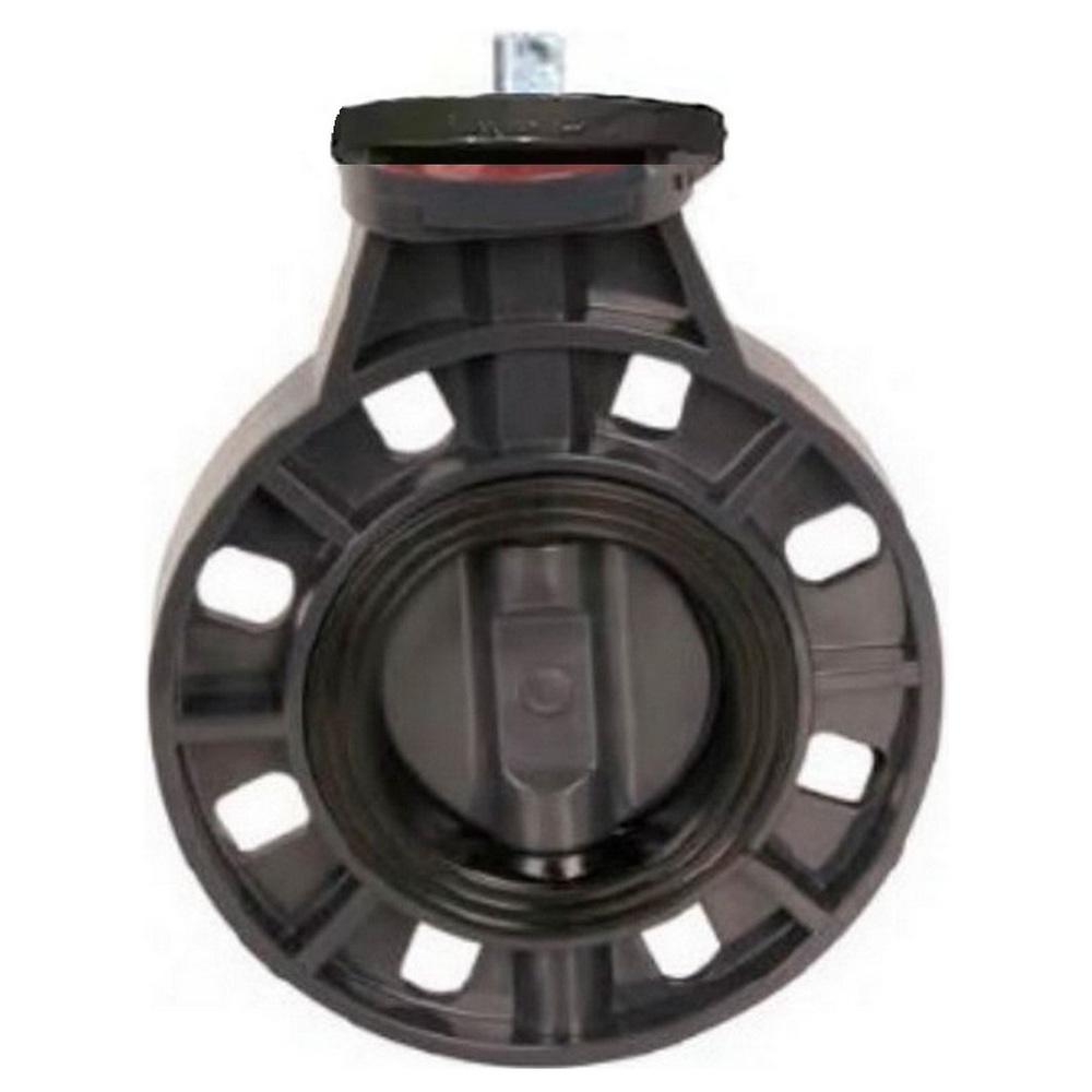 Затвор дисковый поворотный DN.ru WBV4242E-2W-Fb-ISO Дн200 Ру10 UPVC (НПВХ), межфланцевый, корпус - UPVC (НПВХ), диск - UPVC (НПВХ), уплотнение - EPDM, с ISO-фланцем и голым штоком квадратным