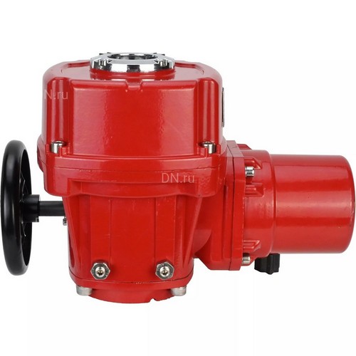 Затворы дисковые поворотные DN.ru WBV4242E-2W-Fb-ISO Дн50-200 Ру10 межфланцевые, корпус - НПВХ, диск - НПВХ, уплотнение - EPDM, с электроприводом взрывозащищенный DN.ru QT-EX-M-O2-220VAC-У1 с моментной муфтой и штурвалом
