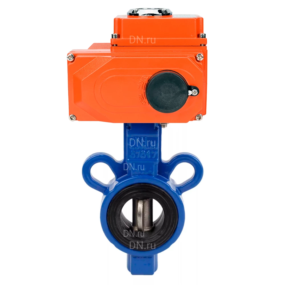 Затвор дисковый поворотный DN.ru AL-316L-EPDM Ду32 Ру16, корпус - алюминиевый сплав, диск - нержавеющая сталь 316L, с электроприводом DN.ru QT2-003-220VAC (опрессовано)