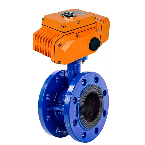 Затворы дисковые поворотные DN.ru WBV1313E-2W-F Ду50-200 Ру16 фланцевые, корпус - чугун GGG40, диск - чугун GGG40, EPDM, с четвертьоборотным электроприводом QT-N-xEM-O1-380VAC-У1 380В HARK