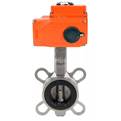 Затворы дисковые поворотные DN.ru WBV3232E-2W-Fb-H Ду40-300 Ру16, корпус -нержавеющая сталь 316L, диск - нержавеющая сталь 316L, уплотнение - EPDM, с 1/4-оборотным электроприводом QT-N-EM-O1-220VAC-У1 220В HARK