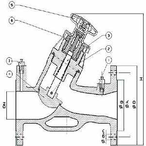 Клапан балансировочный Duyar T-3020 Ду40 Ру16 статический чугунный фланцевый