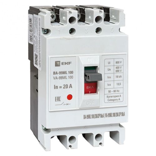 Автоматические выключатели трехполюсные EKF Вasic ВА-99М 3Р 800 сила тока 800А, отключающая способность 50 кА
