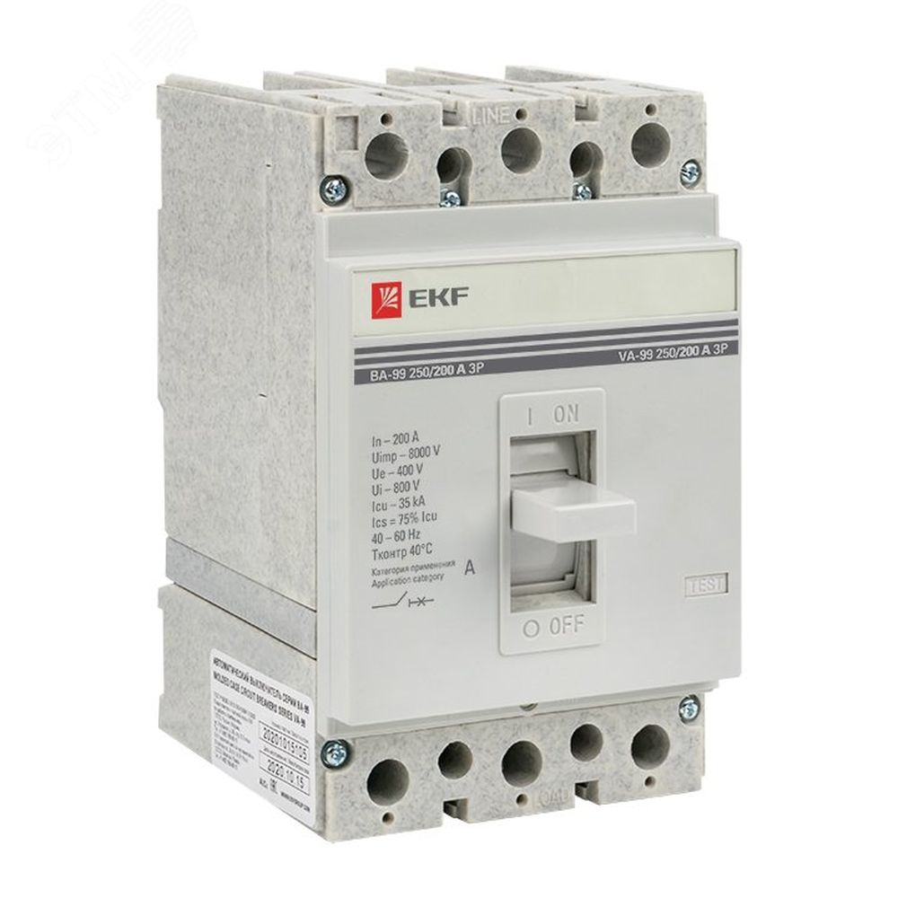 Автоматический выключатель трехполюсный EKF PROxima ВА-99 3P 250/250А, сила тока 250А, отключающая способность 35кА