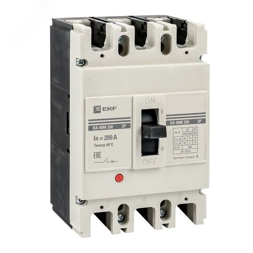 Автоматические выключатели трехполюсные EKF Вasic ВА-99М 3Р 250 сила тока 125-250А, отключающая способность 15 кА