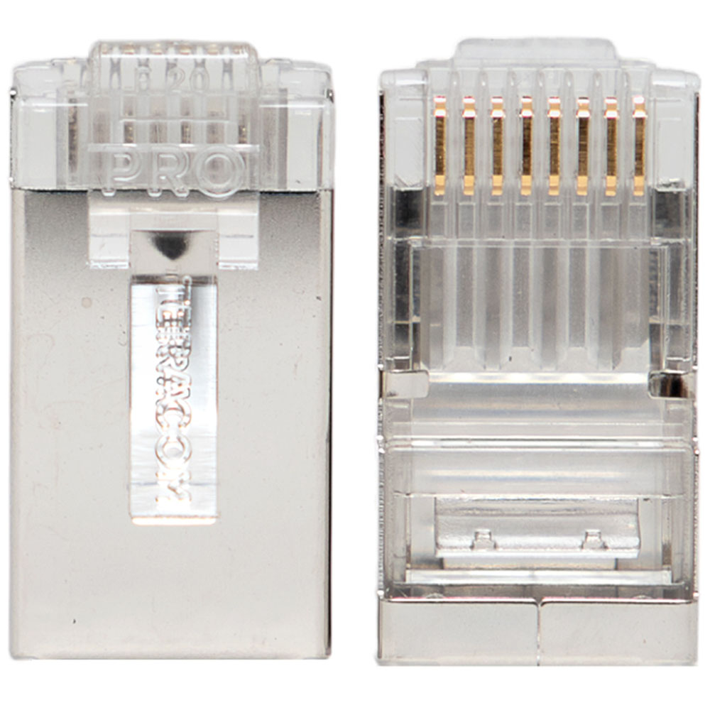 Коннектор EKF TERACOM PRO TRP-PLUG-6FTP тип RJ-45, категория 6, конфигурация 8P8C, экранированный, универсальный, упаковка 20 шт.