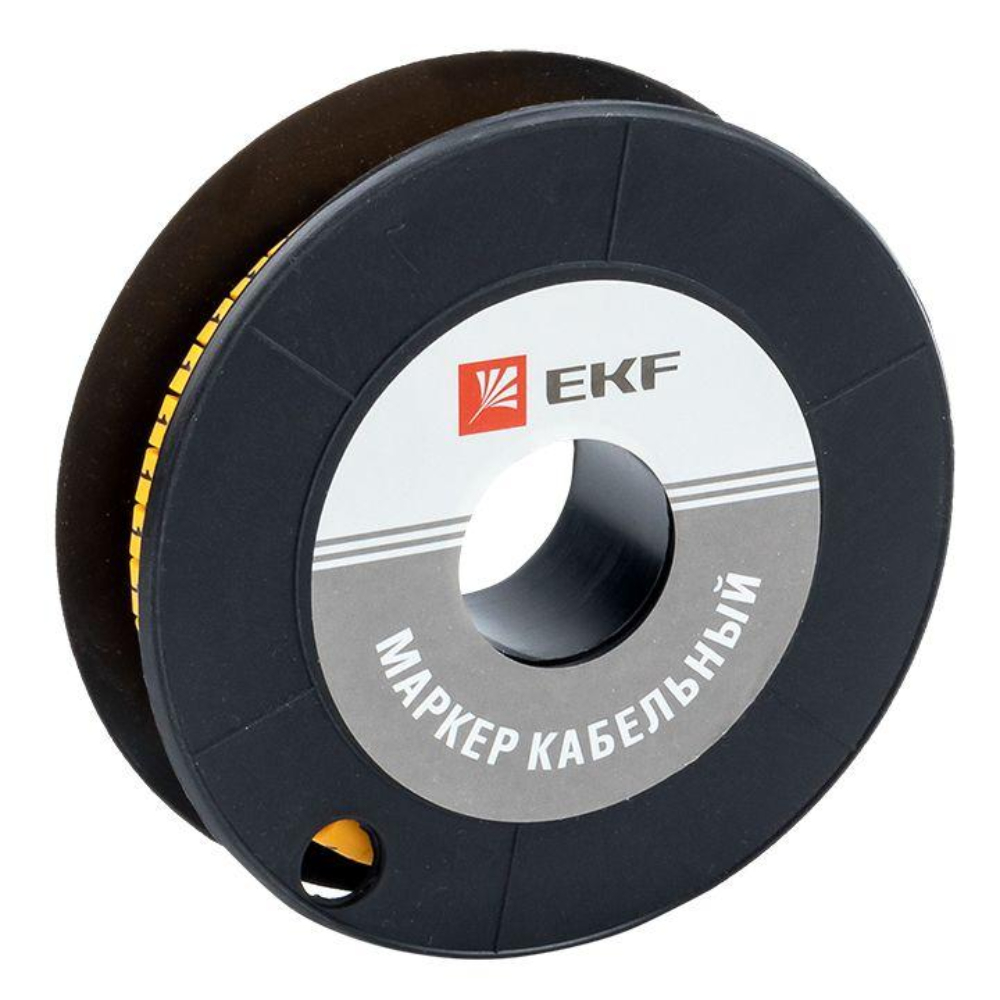 Маркер EKF PROxima символ «1»‎ для кабеля 1.5 кв.мм, цвет - желтый, 1000 шт