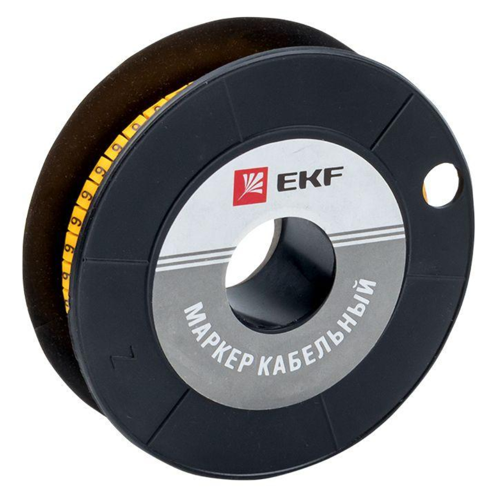 Маркер EKF PROxima символ «6»‎ для кабеля 1.5 кв.мм, цвет - желтый, 1000 шт