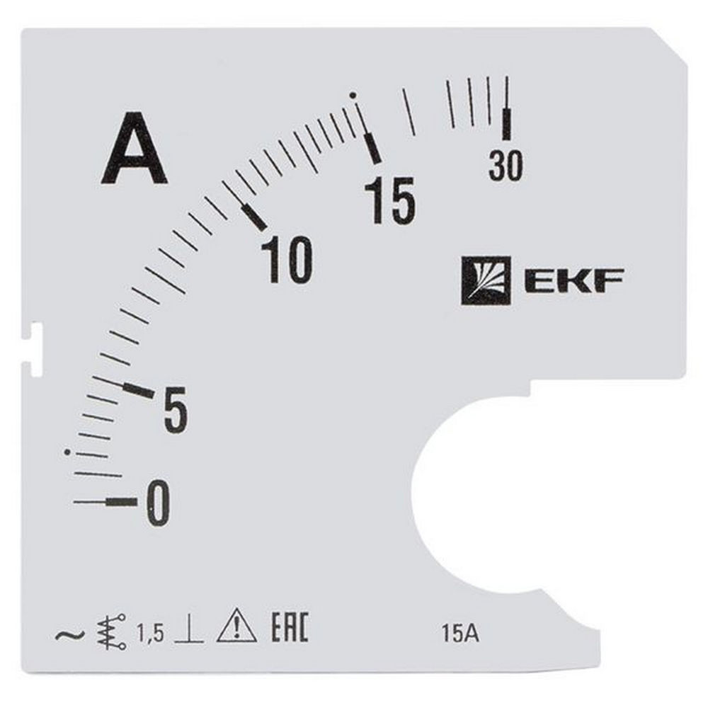 Шкала сменная EKF PROxima 15/5А-1.5 для амперметра А961, размер - 96x96 мм