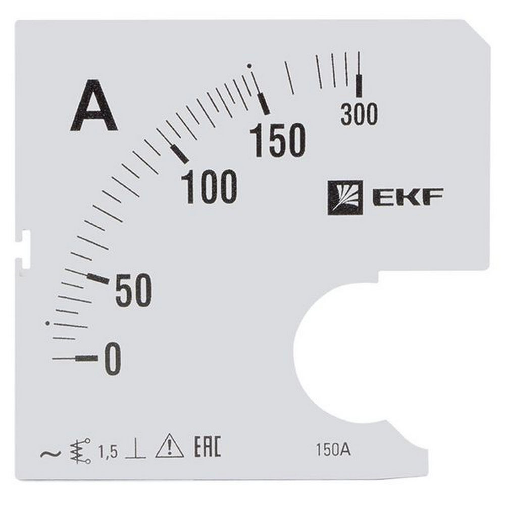 Шкала сменная EKF PROxima 150/5А-1.5 для амперметра А961, размер - 96x96 мм