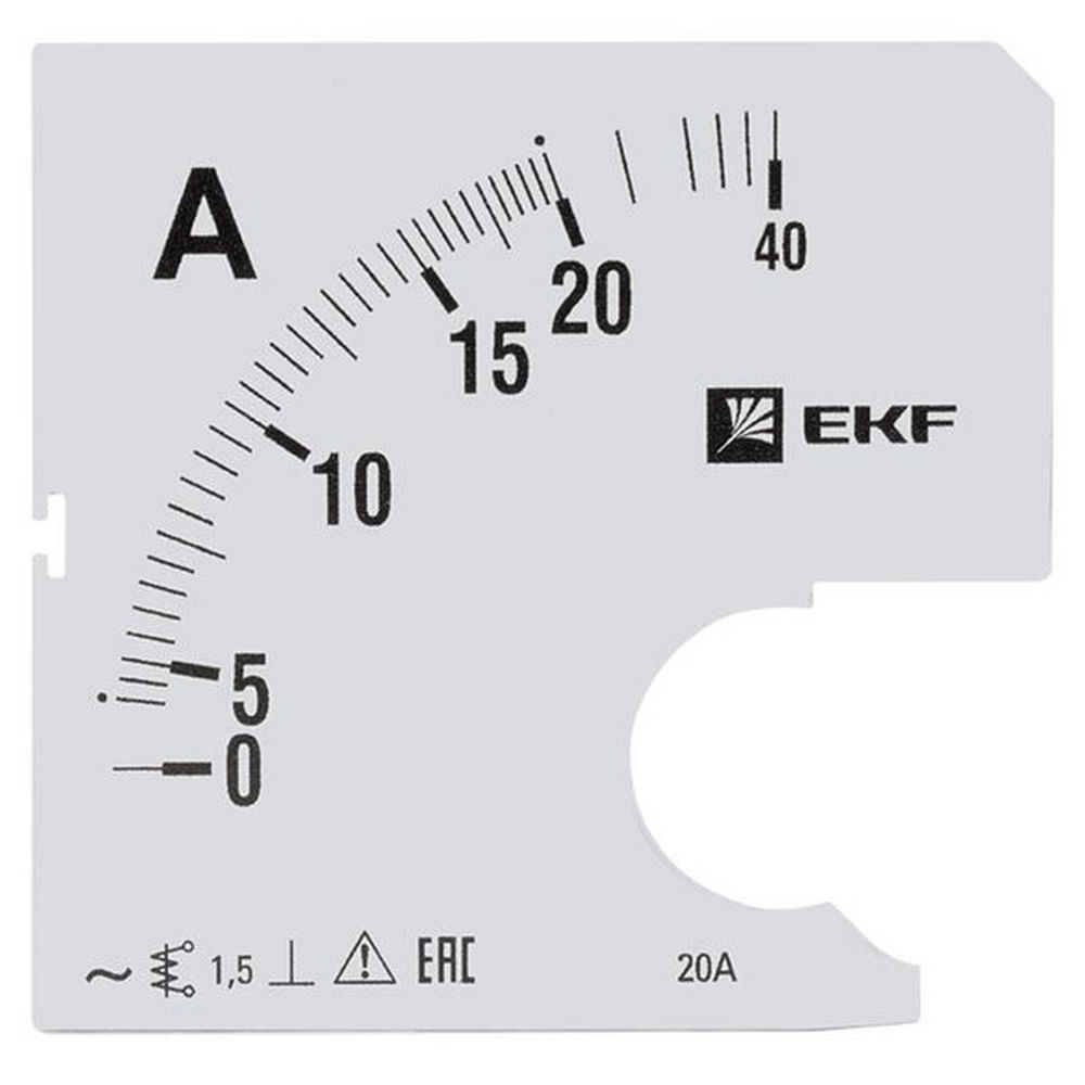 Шкала сменная EKF PROxima 20/5А-1.5 для амперметра А961, размер - 96x96 мм