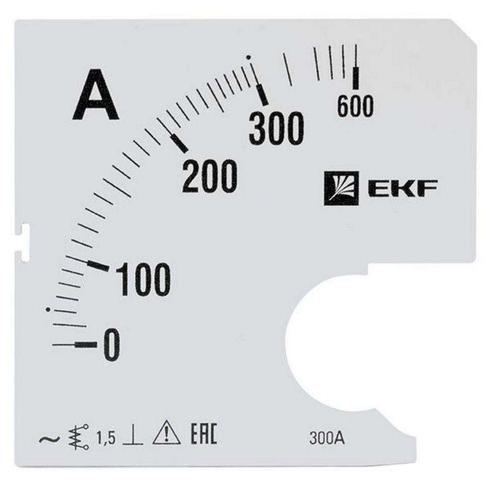 Шкала сменная EKF PROxima 300/5А-1.5 для амперметра А961, размер - 96x96 мм