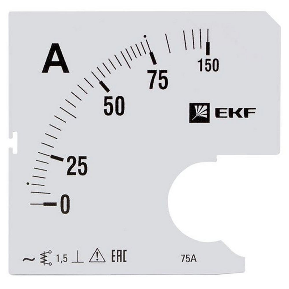 Шкала сменная EKF PROxima 75/5А-1.5 для амперметра А961, размер - 96x96 мм