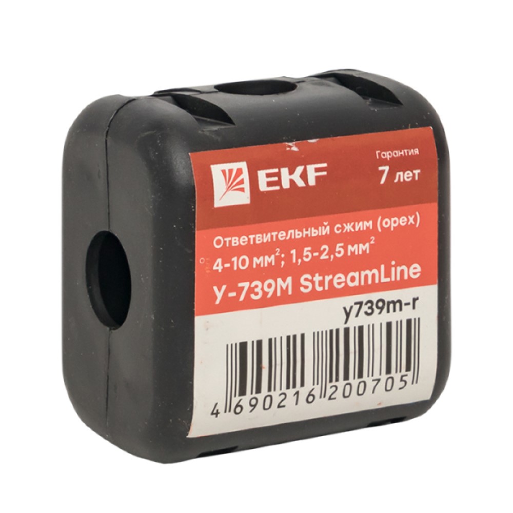 Сжим ответвительный EKF PROxima (орех) StreamLine У-739М, сечение магистрального проводника 4-10 мм2, сечение отводного проводника 1,5-2,5 мм2, розничный стикер
