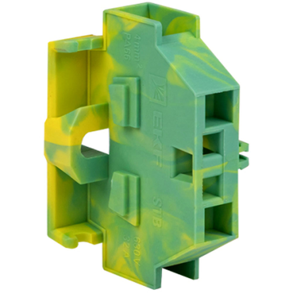 Миниклемма EKF PROxima STB-2.5 500 В, 24 А, 2 контактных гнезда, сечение - 2.5 мм², цвет - желто-зеленый, упаковка 50 шт.
