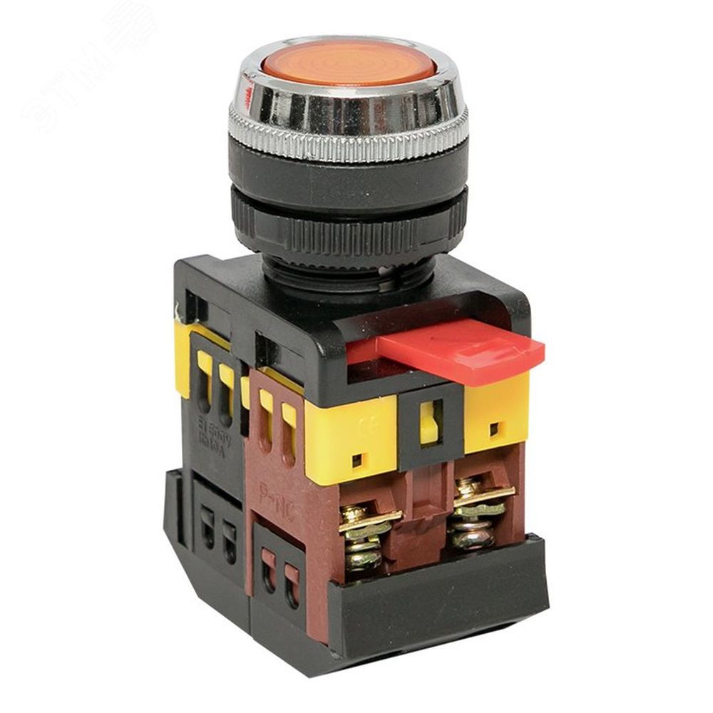 Кнопка EKF PROxima ABLFS-22 Ду22 с подсветкой NO+NC, IP54, 230В, желтая