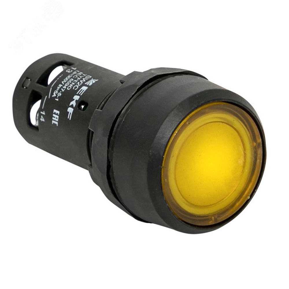 Кнопка EKF PROxima SW2C-10D Ду22 с подсветкой NO, IP54, 220В, желтая