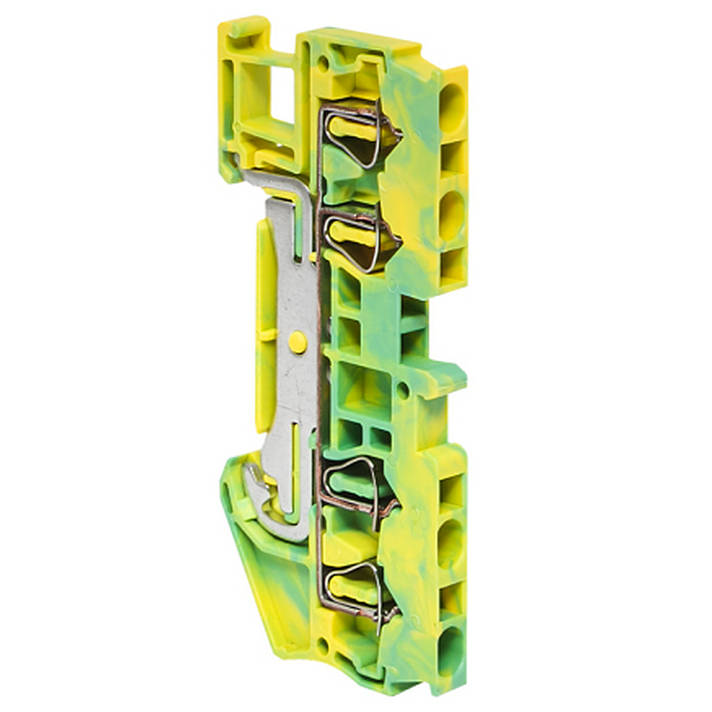 Колодка клеммная EKF PROxima JXB-ST-2.5, с 4 выходами, пружинная самозажимная, IP20, материал корпуса - полиамид, цвет - желто-зеленый