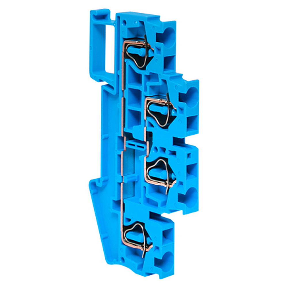 Колодка клеммная двойная EKF PROxima JXB-ST-4 41А, пружинная самозажимная, IP20, материал корпуса - полиамид, цвет - синий