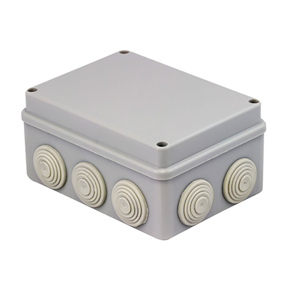 Коробка распределительная EKF КМР-050-048 128х84х59 мм пылевлагозащитная, крышка с уплотнительным шнуром, для наружной установки, 6 вводов, корпус – полипропилен/ПВХ, IP55, цвет – серый
