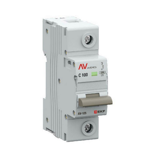 Автоматические выключатели однополюсные EKF AVERES AV-125 1P (C), сила тока 80-125 A, тип расцепителя C, отключающая способность 10 кА