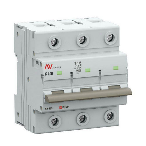 Автоматические выключатели трехполюсные EKF AVERES AV-125 3P (C), сила тока 80-125 A, тип расцепителя C, отключающая способность 10 кА