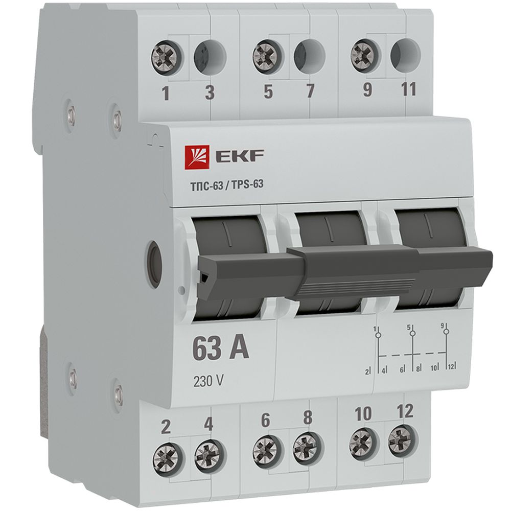 Переключатель трехполюсный EKF ТПС63 ток 63А